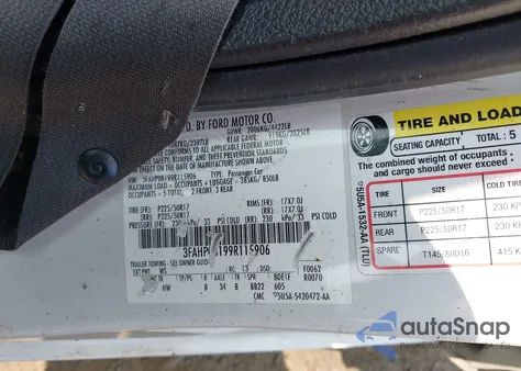 2009 Ford Fusion Sel z USA, uszkodzony, nr VIN 3FAHP08199R115906